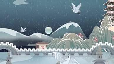 西湖插画冬至飞雪视频的预览图